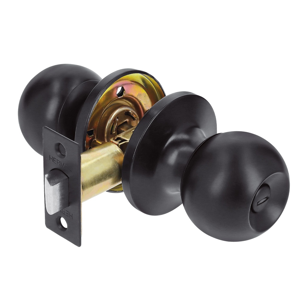 Cerradura esfera tubular, baño, negro, blíster, Basic - Pag 589
