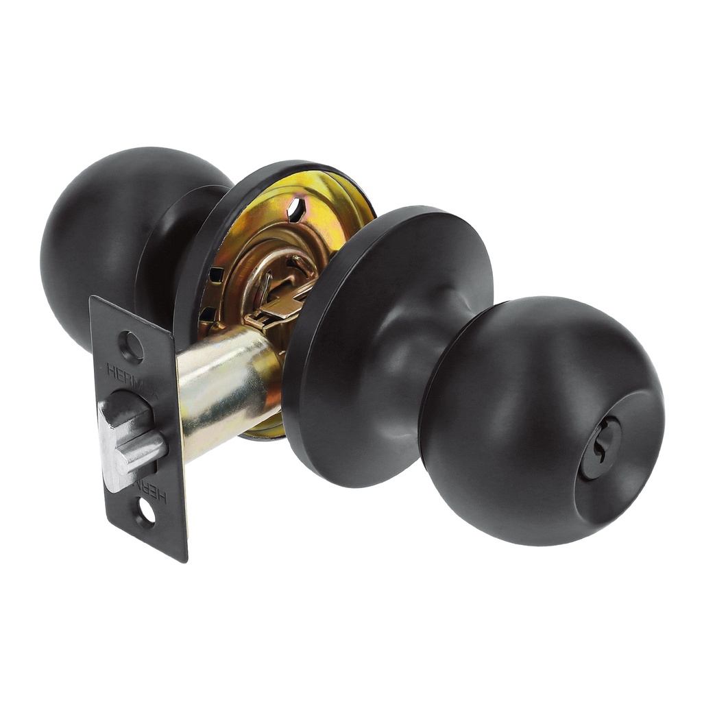 Cerradura esfera tubular, recámara, negro, blíster, Basic