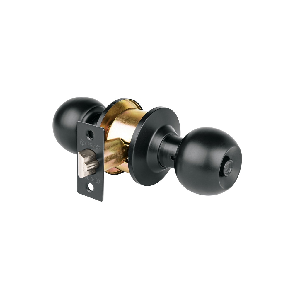 [T47910] Cerradura pomo, negro, esfera, recámara, Hermex
