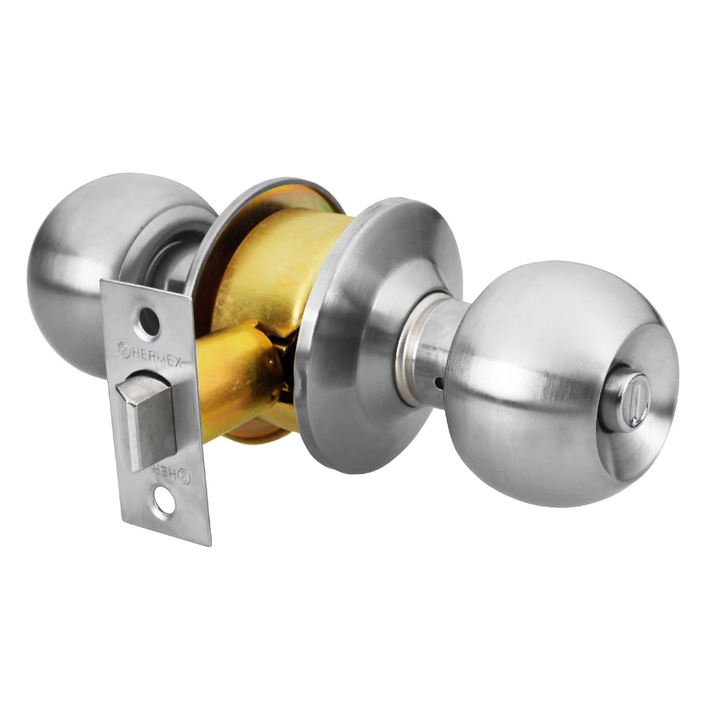Cerradura tipo esfera, cilíndrico, baño, cromo, Hermex Basic - Pag 589
