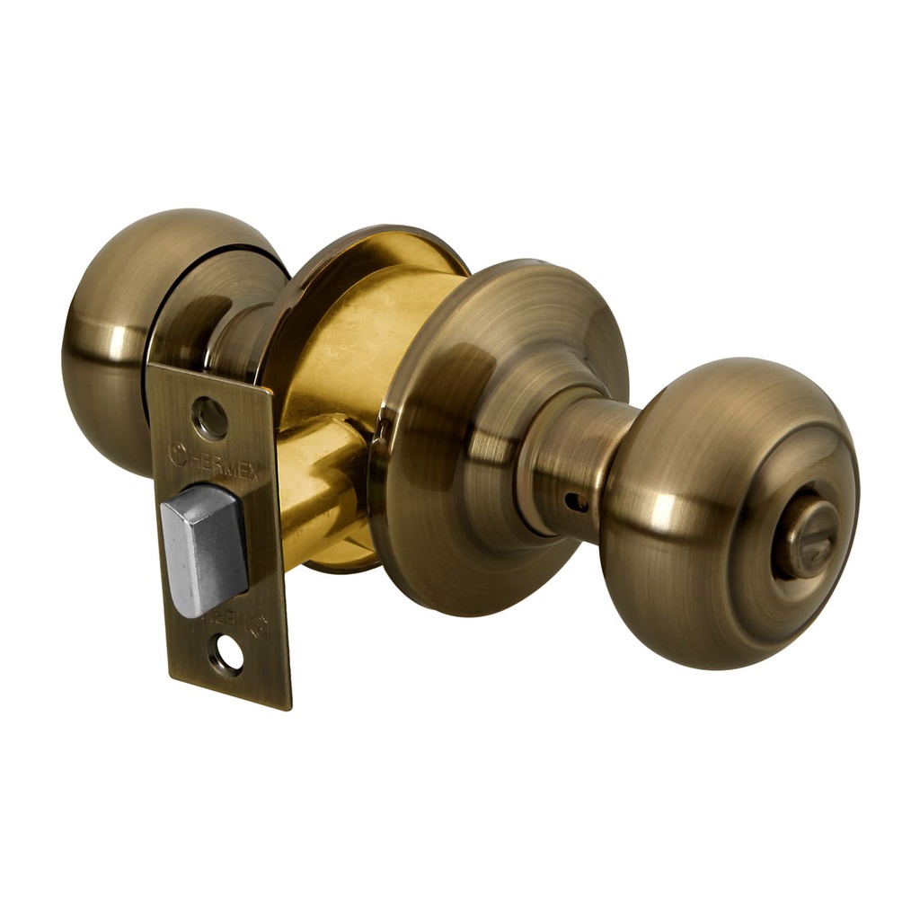 Cerradura tipo oval para baño, latón antiguo, Hermex - Pag 589