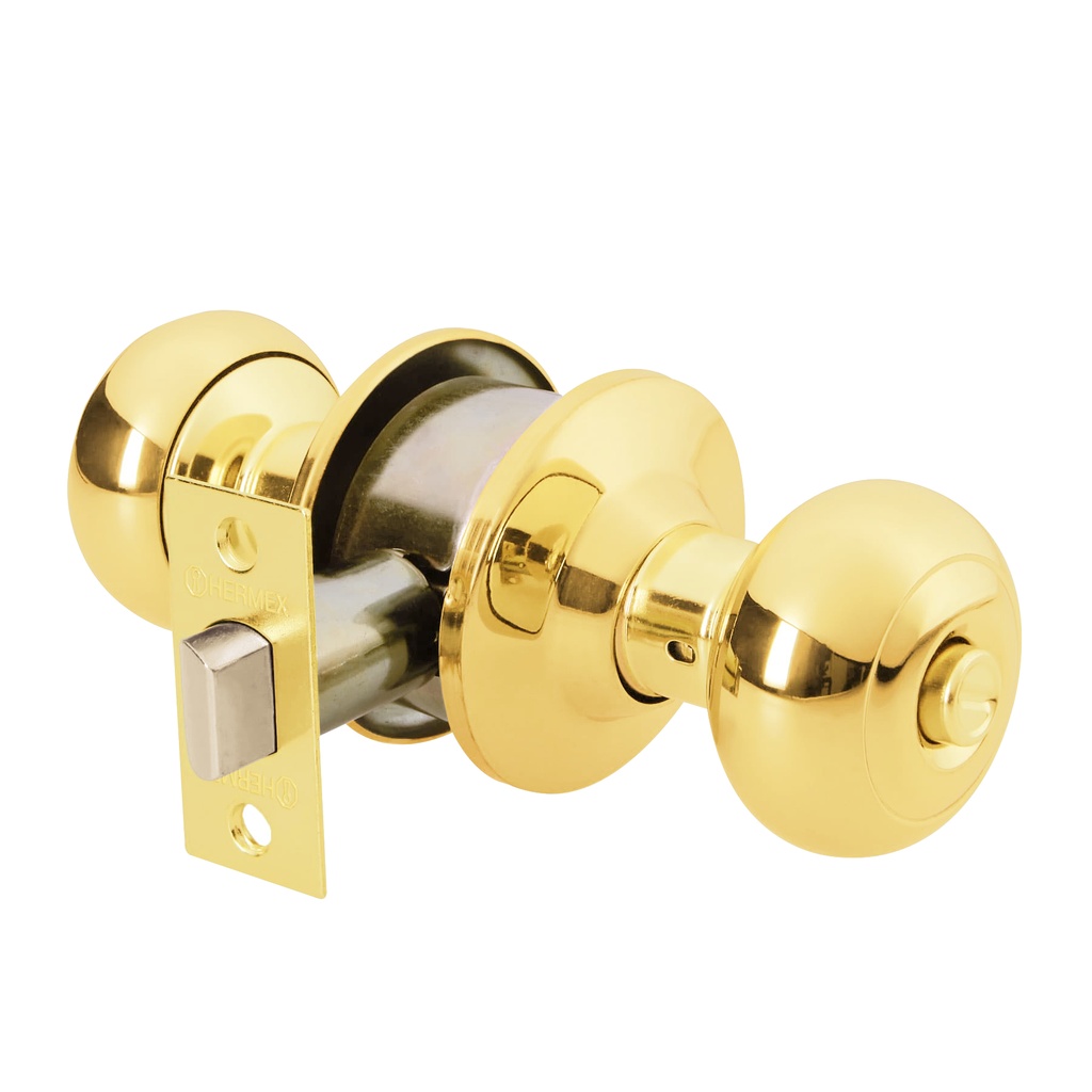 Cerradura tipo oval para baño, latón brillante, Hermex - Pag 781