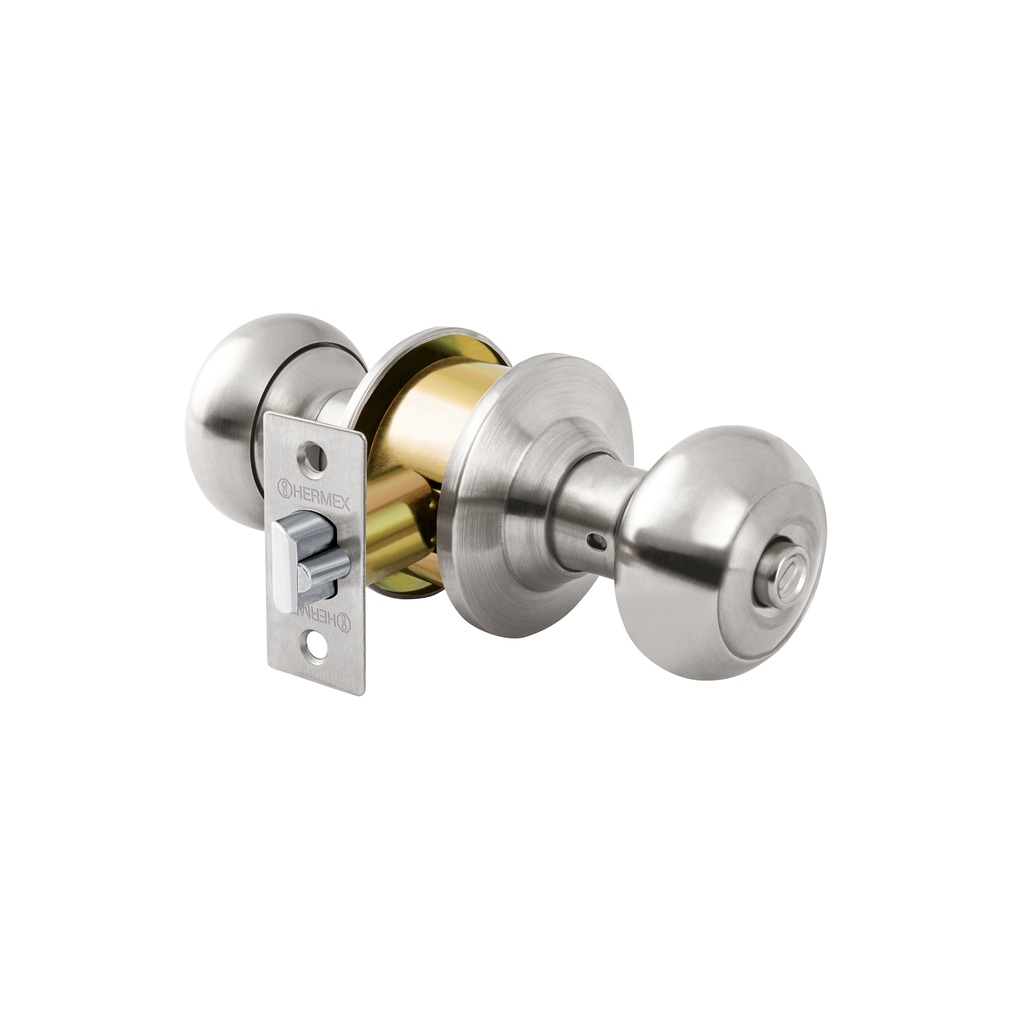 Cerradura tipo oval para recámara, cromo mate, Hermex