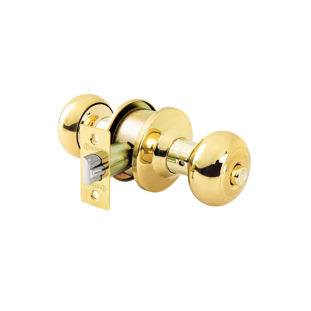 Cerradura tipo oval para recámara, latón brillante, Hermex - Pag 589