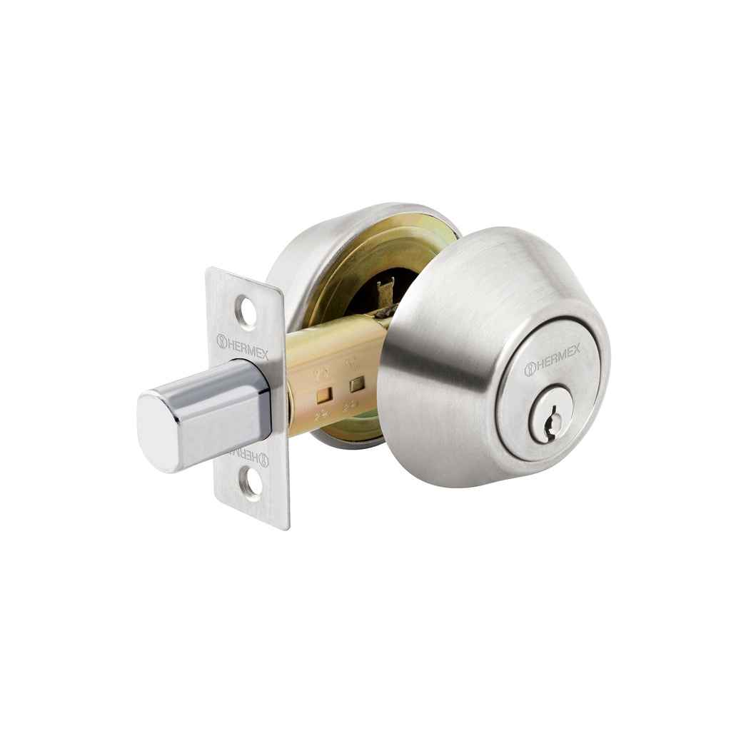 [T23611] Cerrojo llave-llave cromo mate, llave tradicional, Hermex