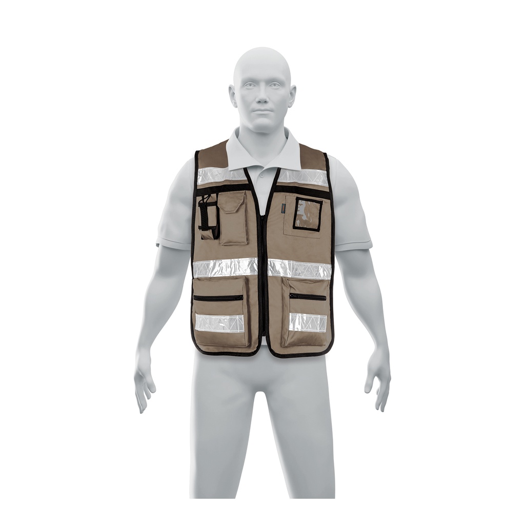 Chaleco brigadista con cintas reflejantes, color beige