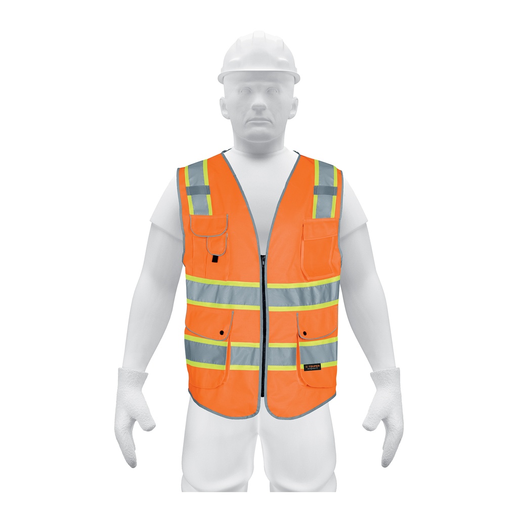 Chaleco de seguridad de alta visibilidad, naranja, extra gra