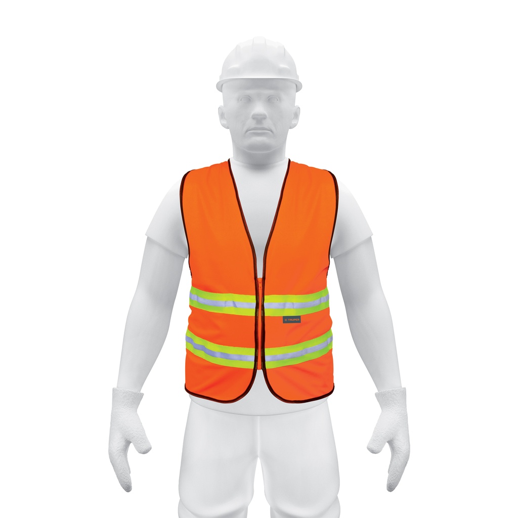 Chaleco de seguridad naranja alta visibilidad con cierre