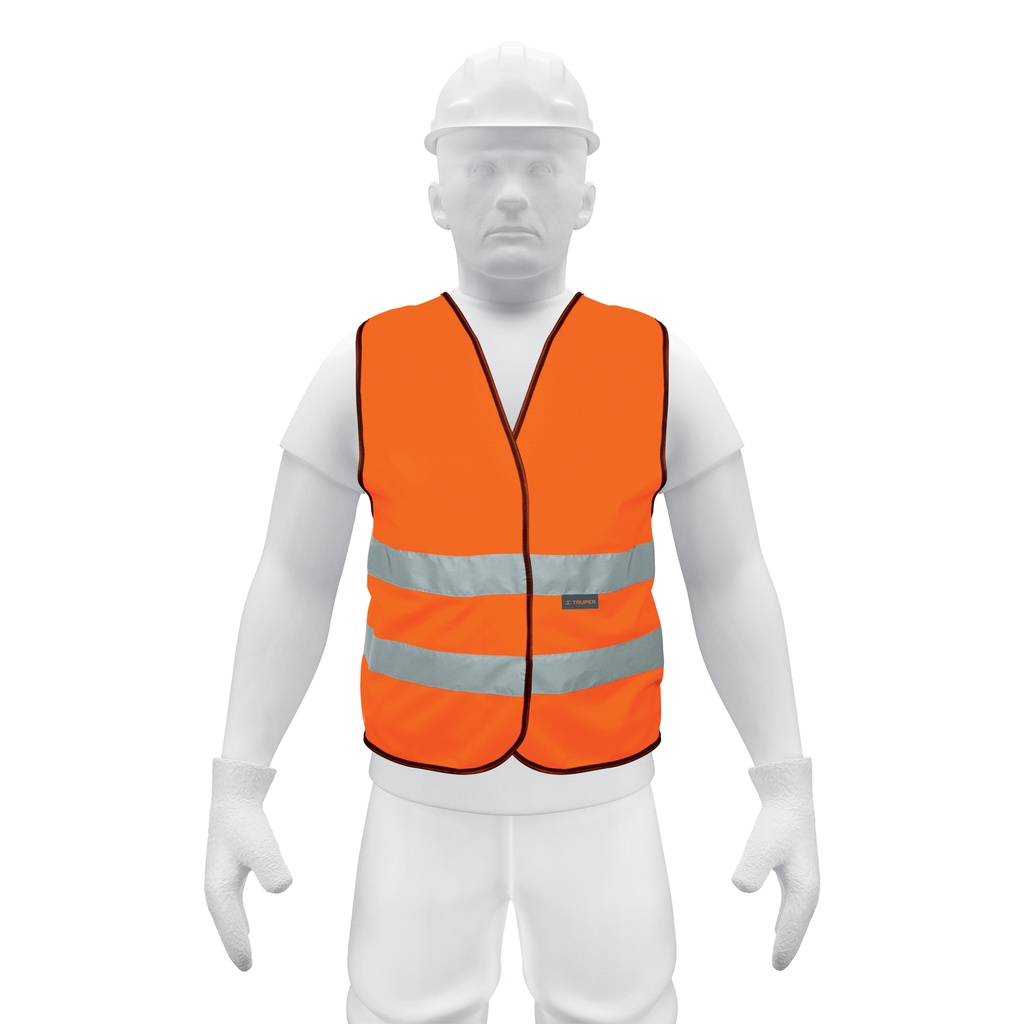 [T14426] Chaleco de seguridad naranja con cintas de alta visibilidad