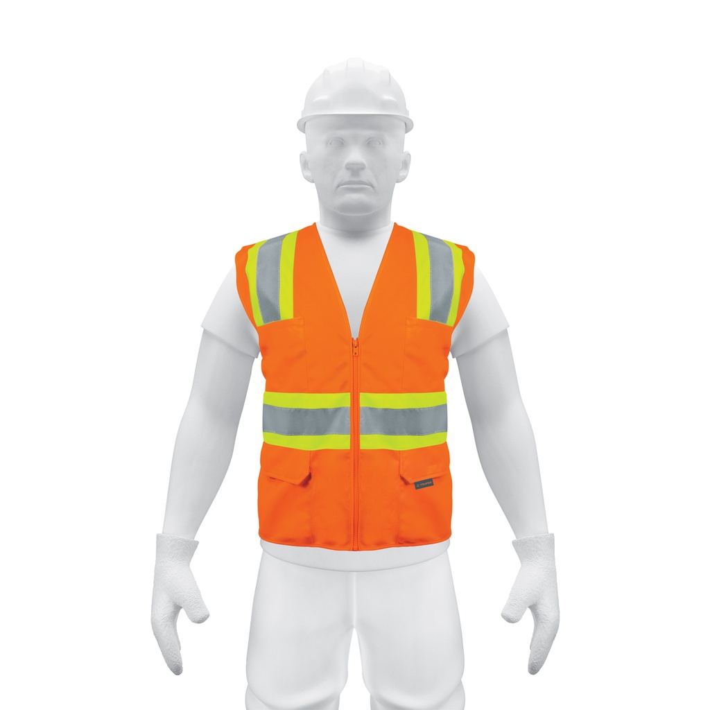 [T13475] Chaleco de seguridad naranja max visibilidad y 6 bolsas