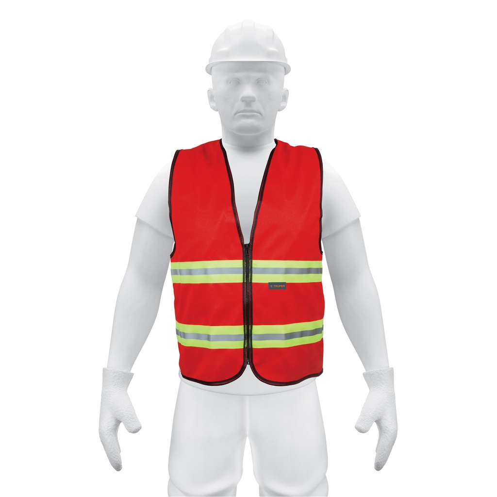 [T15417] Chaleco de seguridad rojo alta visibilidad con cierre
