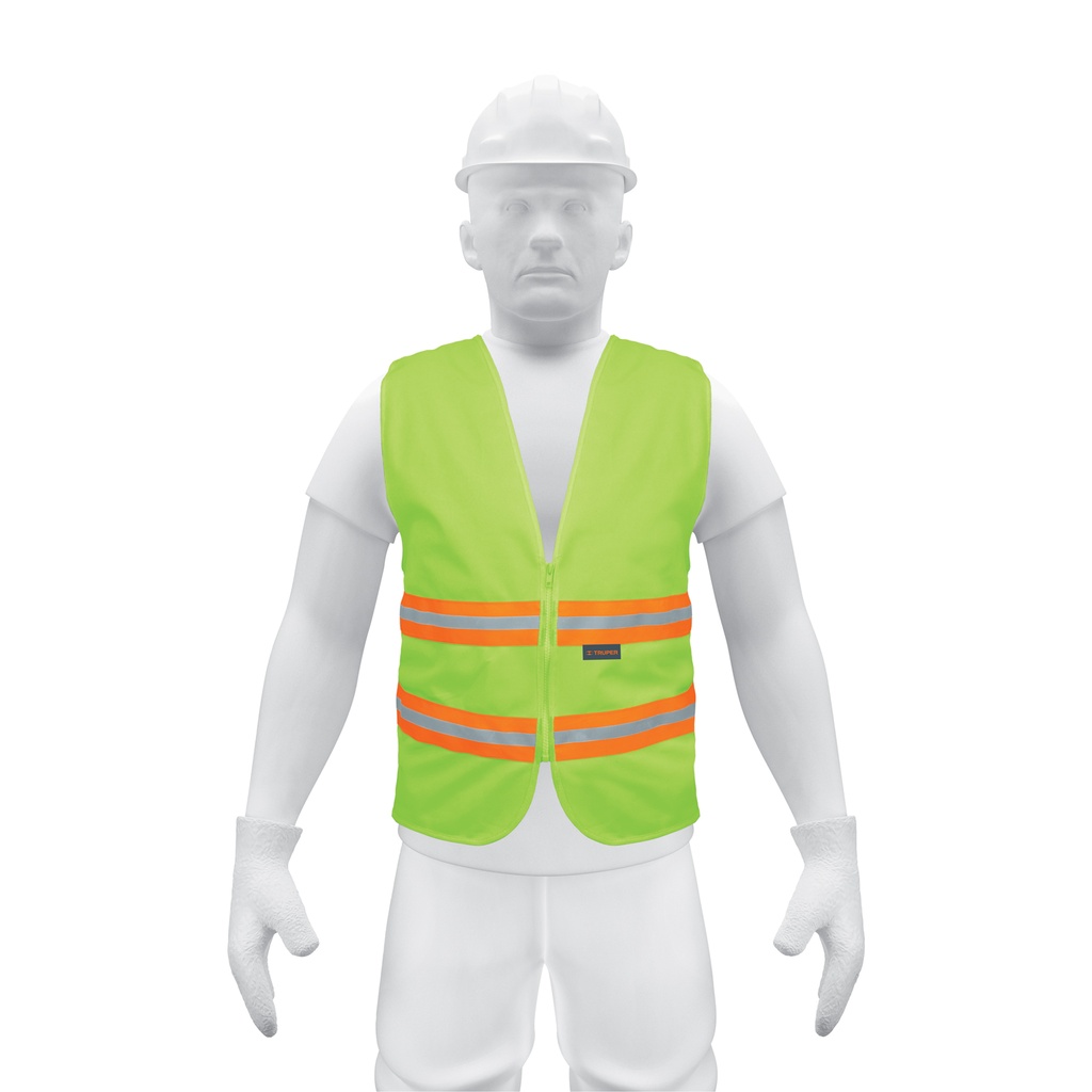 Chaleco de seguridad verde alta visibilidad con cierre