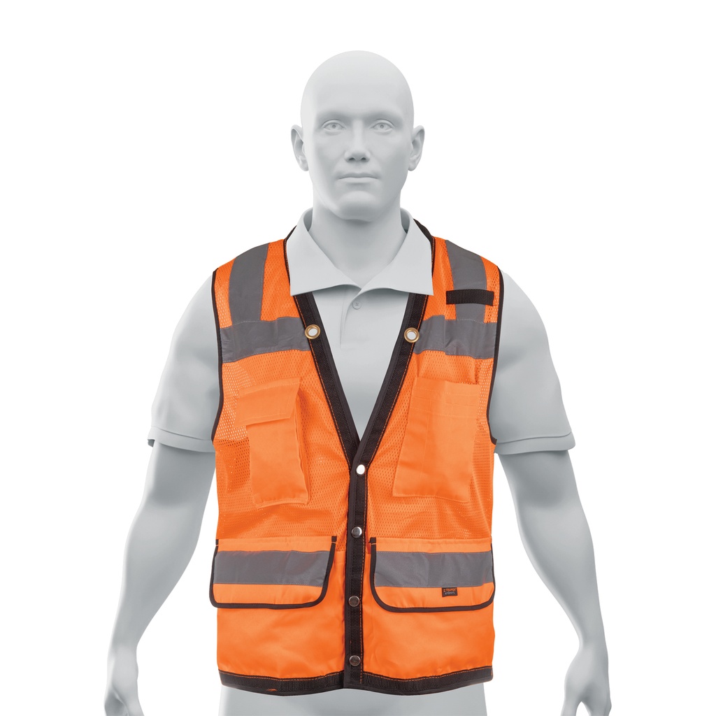 [T13479] Chaleco seguridad reforzado naranja con bolsas, M, Expert