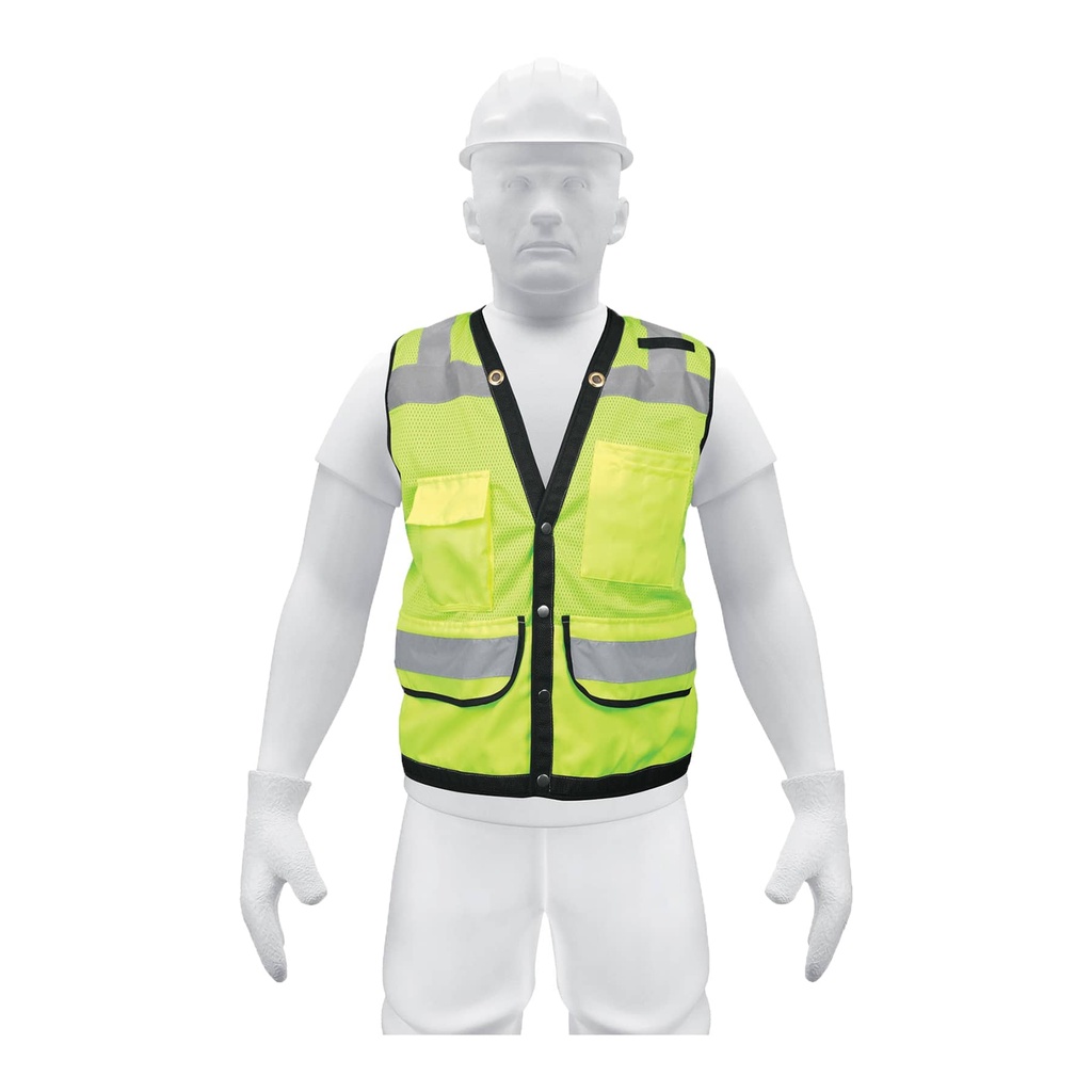 [T13483] Chaleco seguridad reforzado verde con bolsas, G, Expert