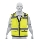 Chaleco seguridad reforzado verde con bolsas, M, Expert