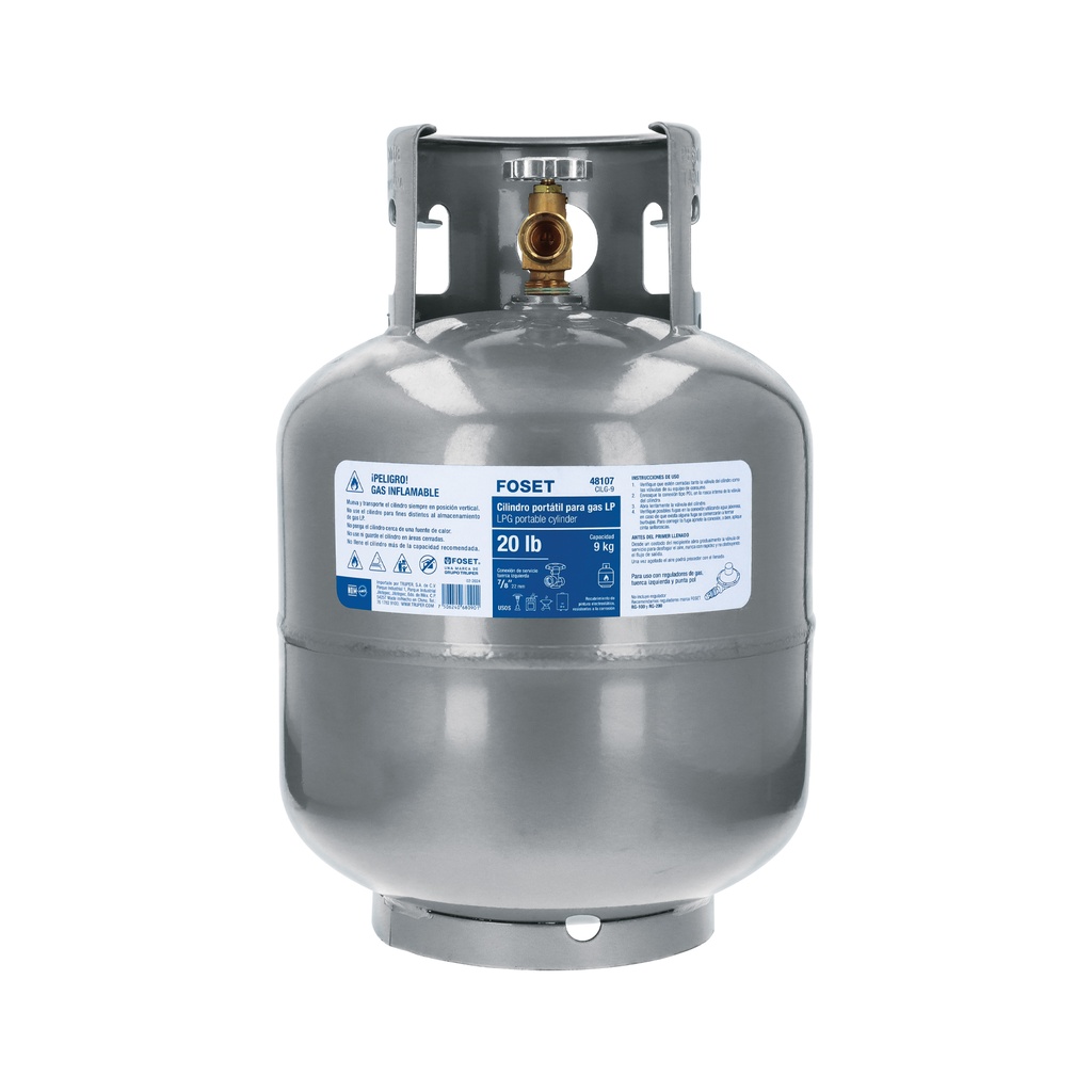 Cilindro portátil para Gas LP, 9kg, Foset