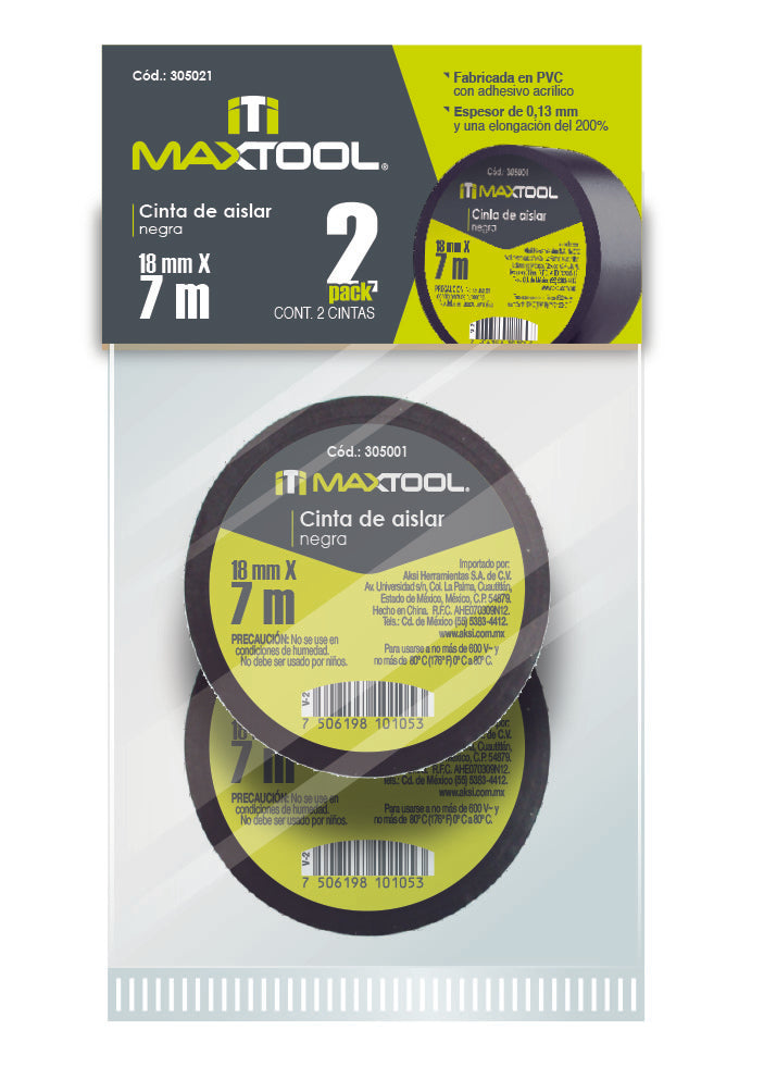 Cinta de aislar 19mm x 7 mt 2pack