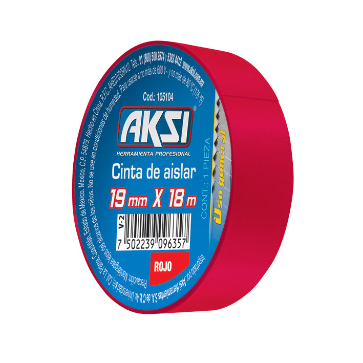 Cinta de aislar roja 19 mm x 18m