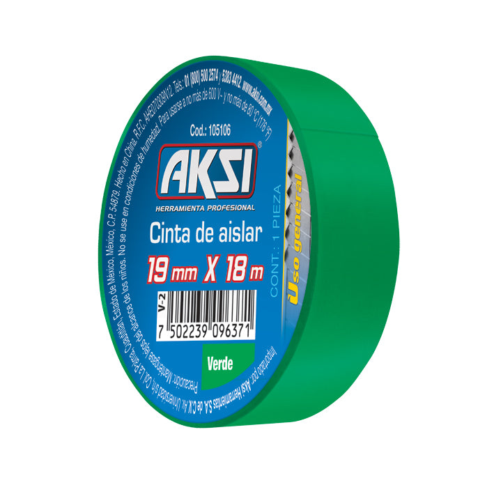 Cinta de aislar verde 19 mm x 18m