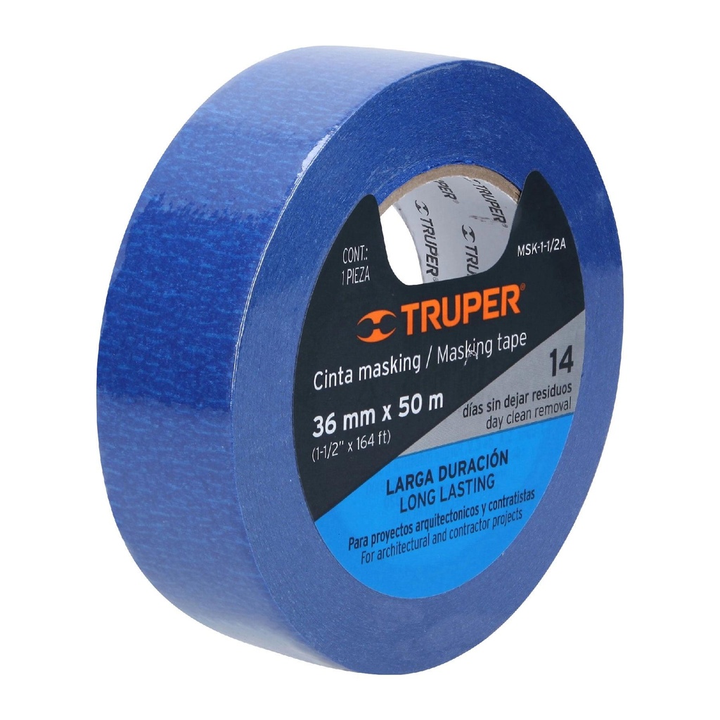 Cinta masking tape azul de 1-1/2' x 50 m, Truper - Pag 108, 395