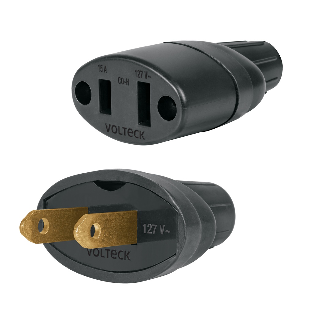 [T48074] Clavija y contacto de hule, bolsa con 2 pzas, Volteck