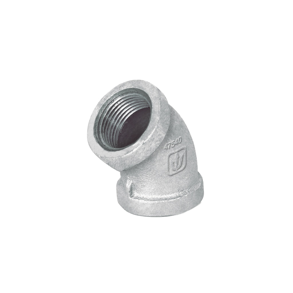 [T47540] Codo 45° acero galvanizado de 3/4', Foset