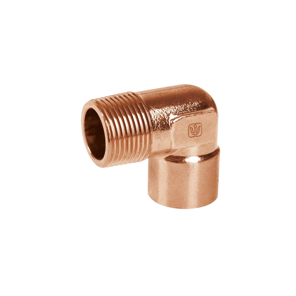 Codo 90° de cobre, rosca exterior 1/2', Foset
