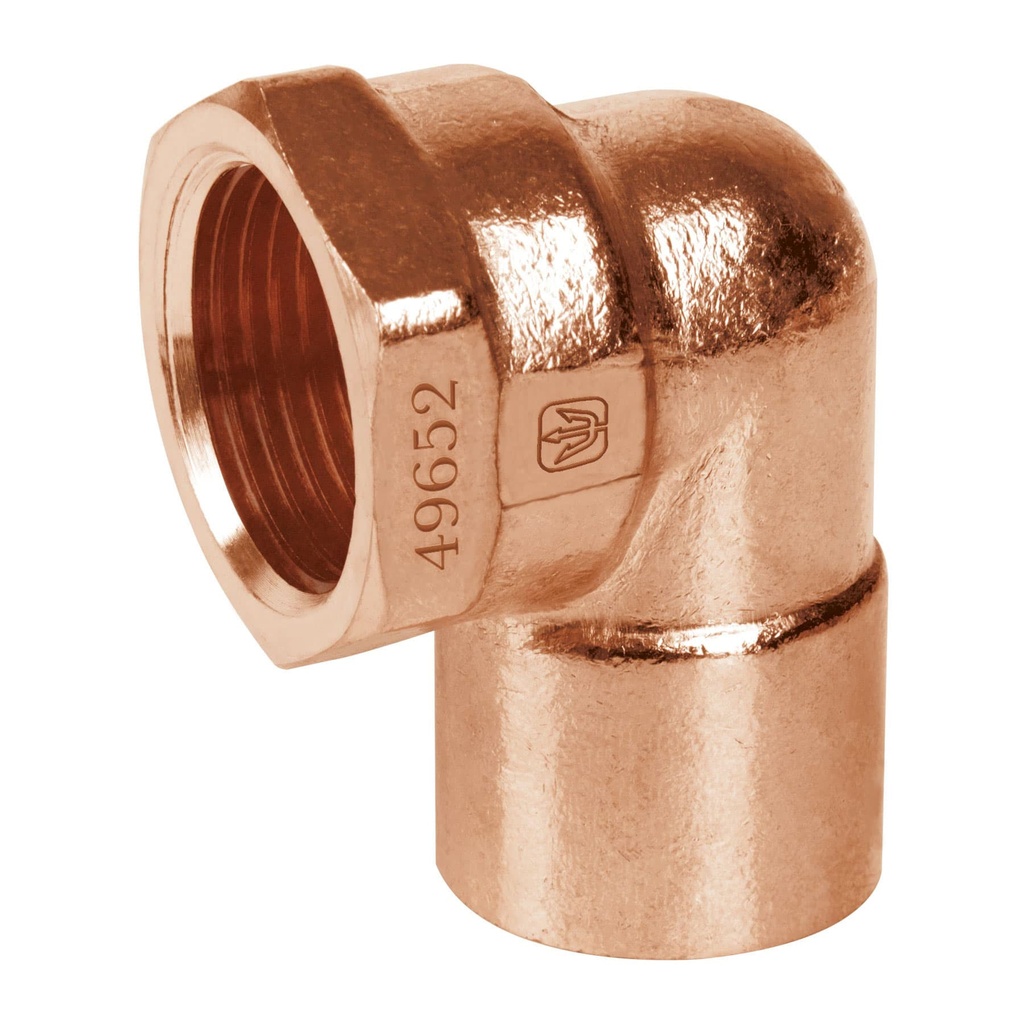 [T49652] Codo 90° de cobre, rosca interior 1', Foset