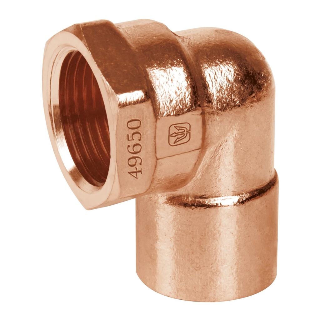 [T49650] Codo 90° de cobre, rosca interior 1/2', Foset