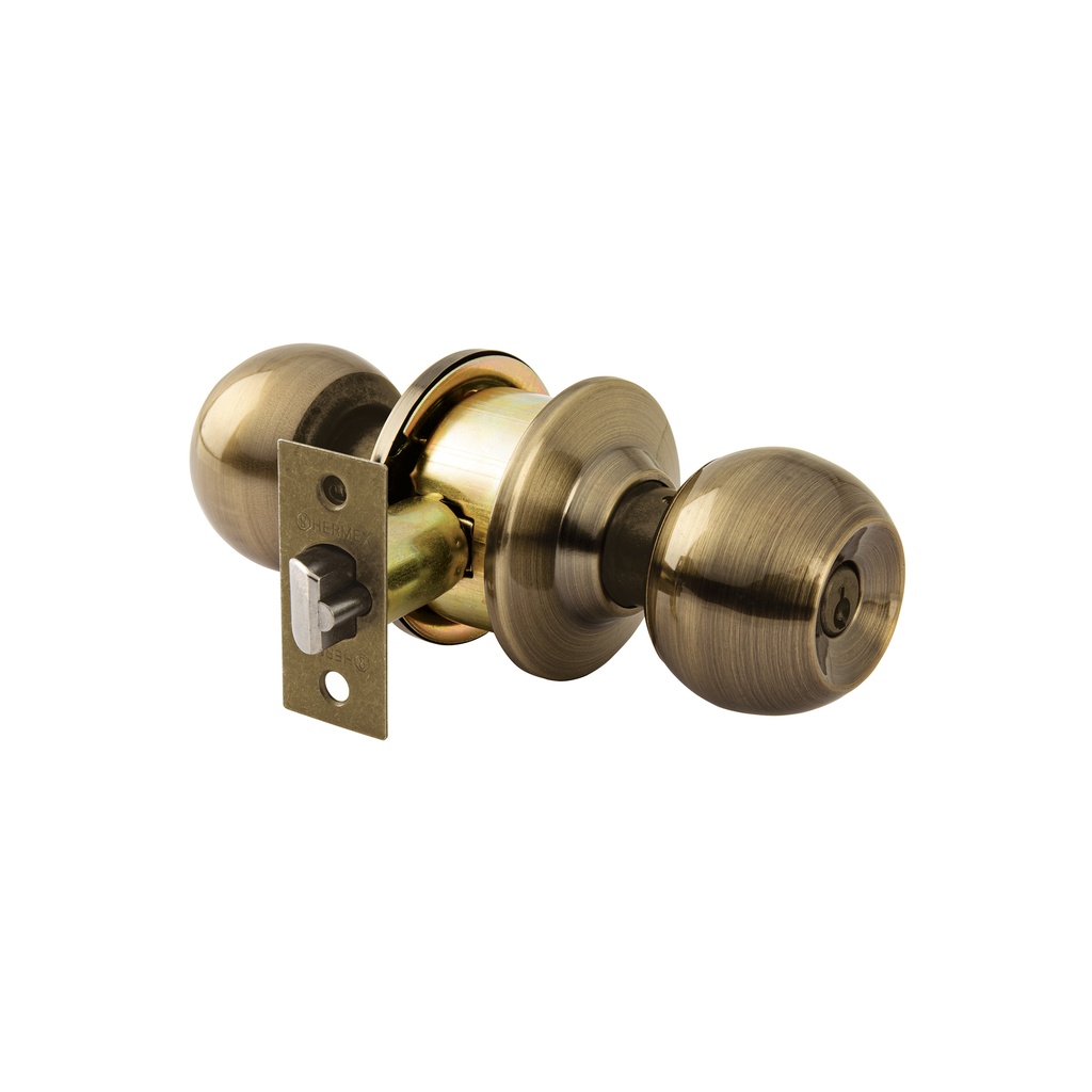 [T23620] Combo cerraduras, llave-llave, latón antiguo, Hermex Basic