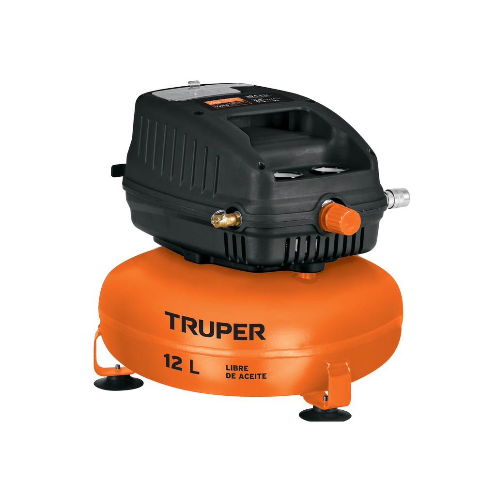 [T13824] Compresor de aire libre de aceite, 12 L, 1 HP (potencia máx)