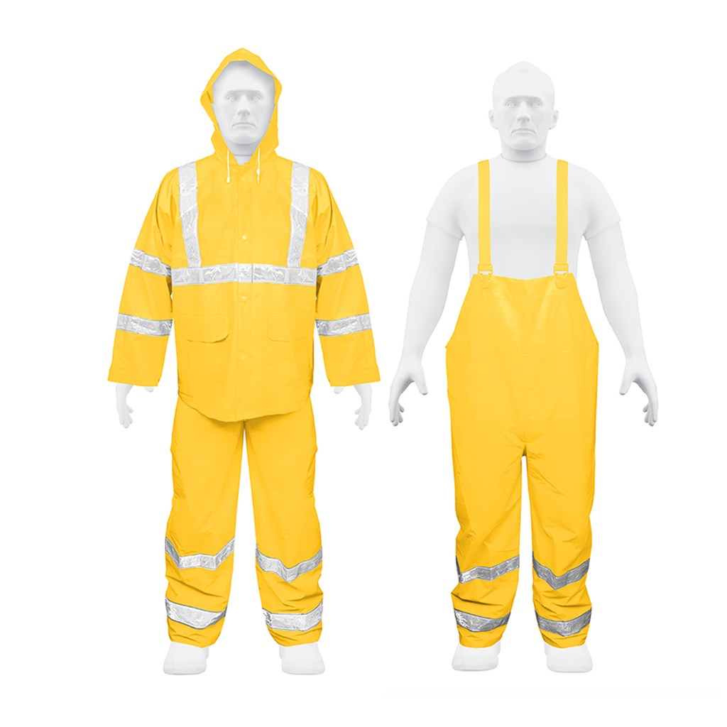 [T18416] Conjunto impermeable doble capa amarillo con reflejante, M