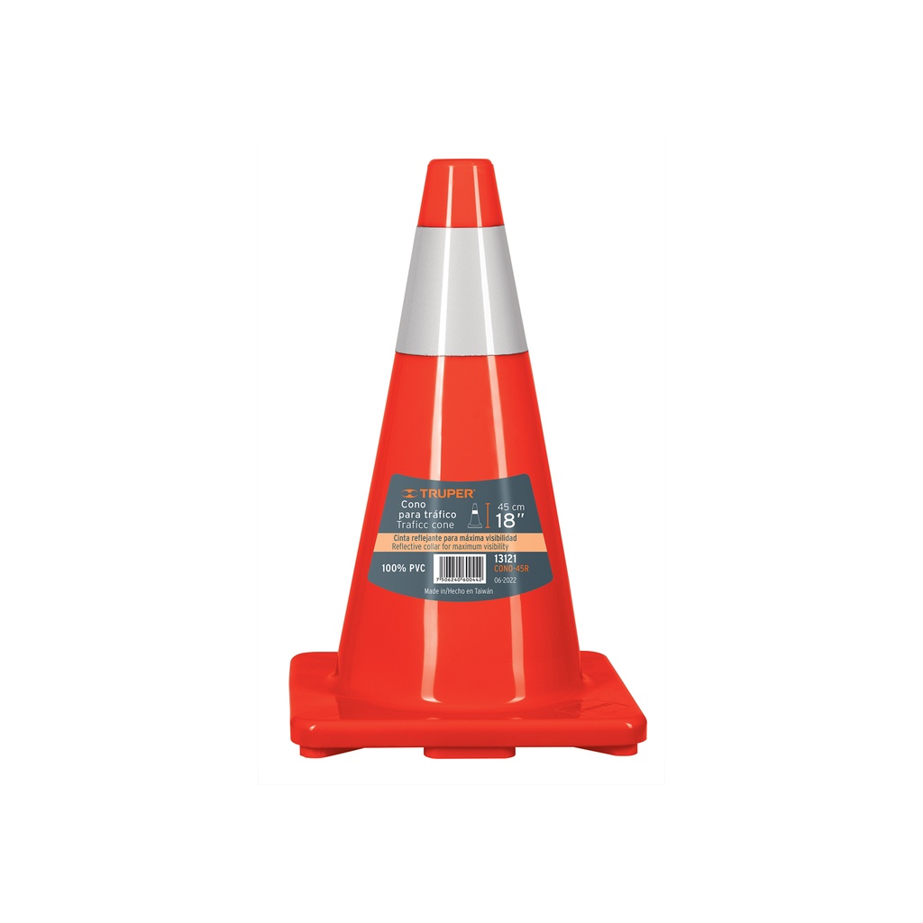 Cono de precaución de 45 cm de PVC con reflejante, Truper - Pag 360