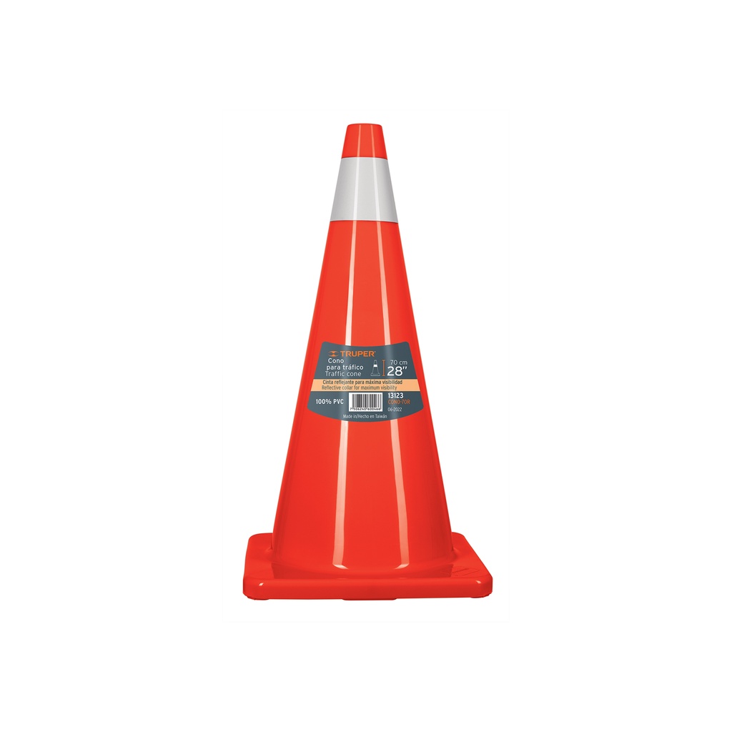 Cono de precaución de 70 cm de PVC con reflejante, Truper