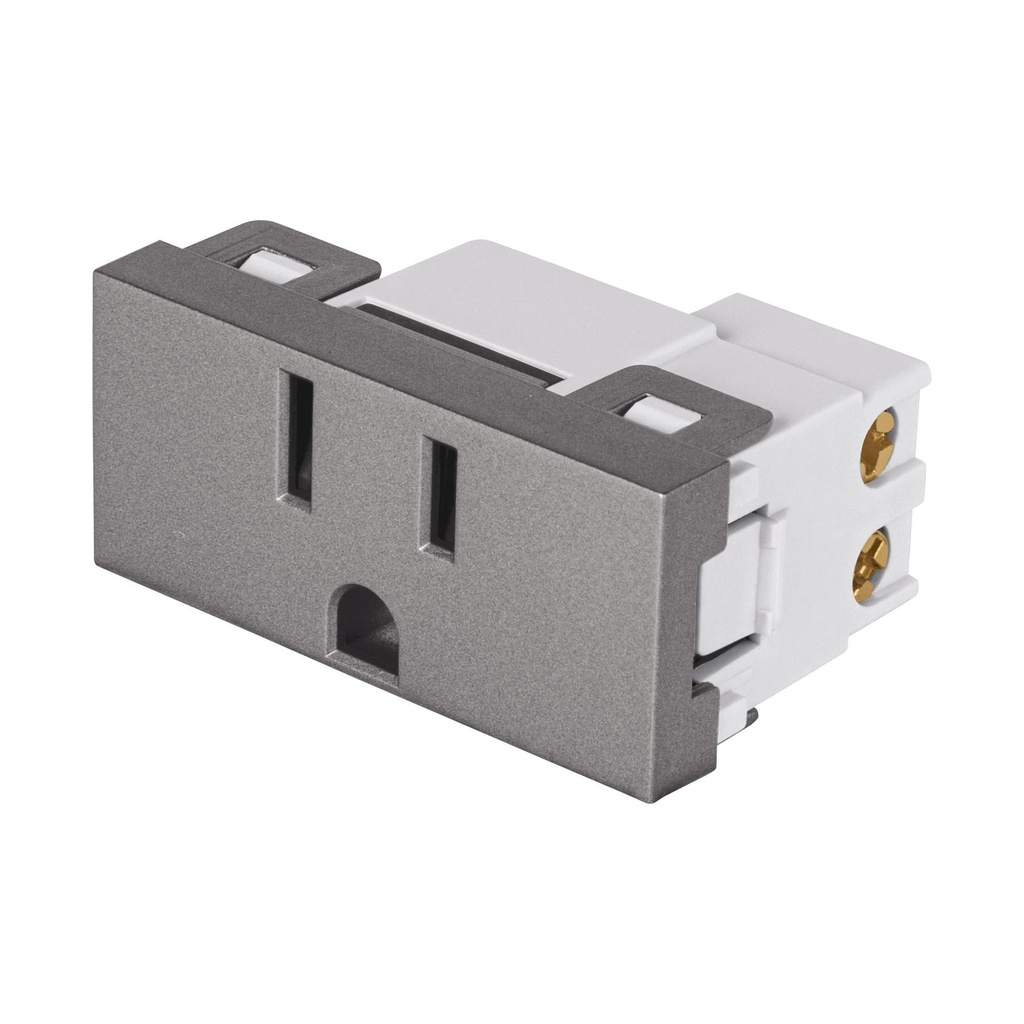 Contacto aterrizado acero inox de 1 módulo, línea Lisboa