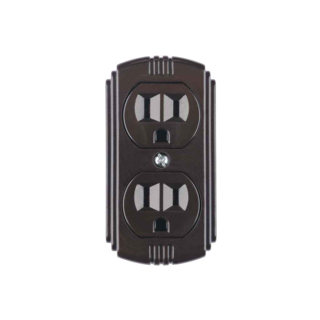 [T46115] Contacto de sobreponer dúplex 2 polos+ tierra, café, Volteck