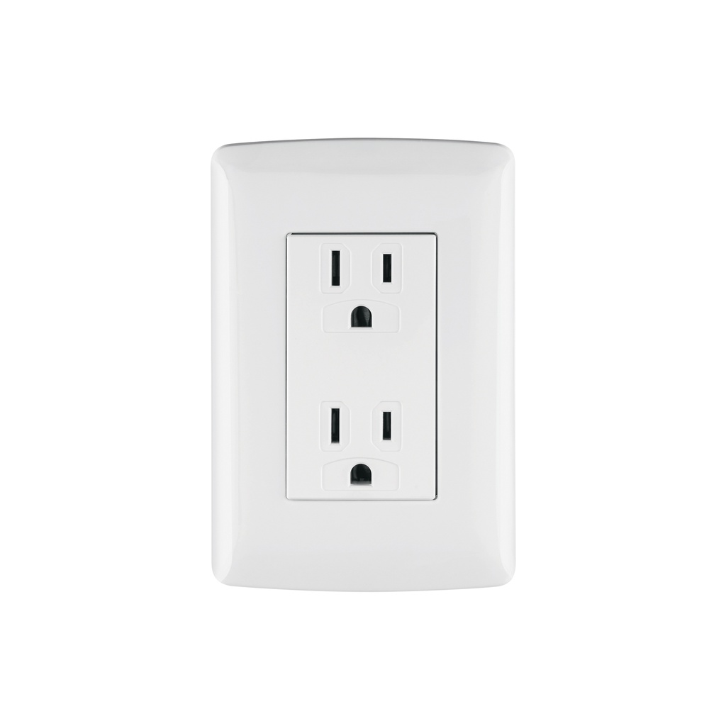 [T48130] Contacto dúplex aterrizado, color blanco, línea Italiana  - Pag 396