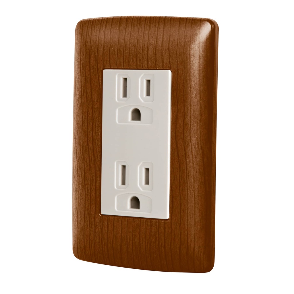 Contacto dúplex aterrizado, color madera, línea Italiana