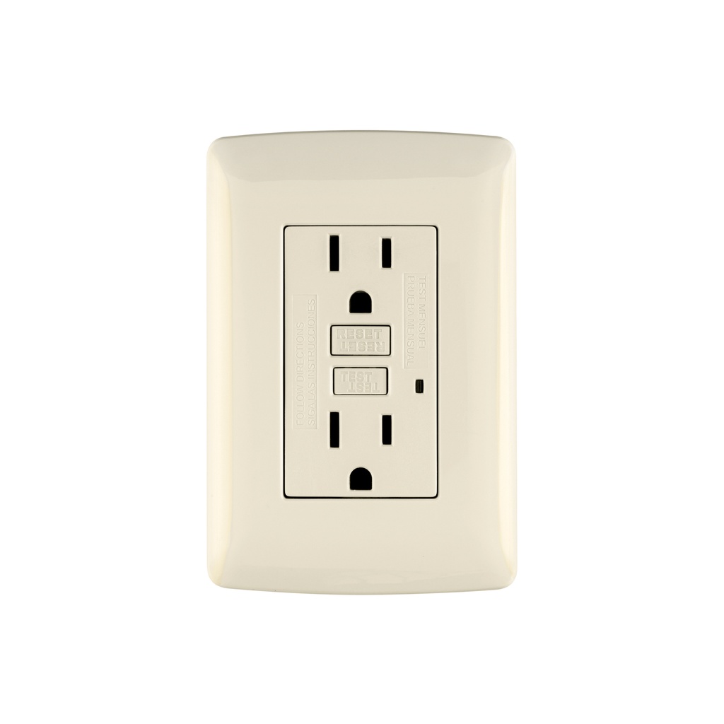 Contacto dúplex falla a tierra GFCI, marfil, línea Italiana