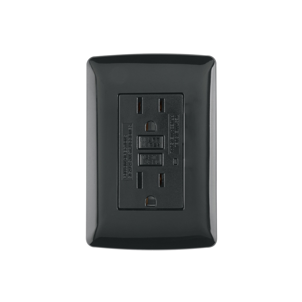 Contacto dúplex falla a tierra GFCI, negro, línea Italiana