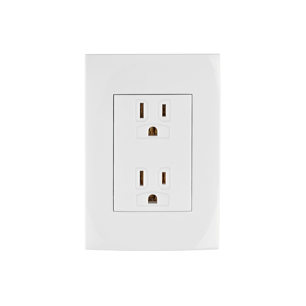 Contacto dúplex, 2 polos + tierra, línea Oslo, blanco - Pag 399