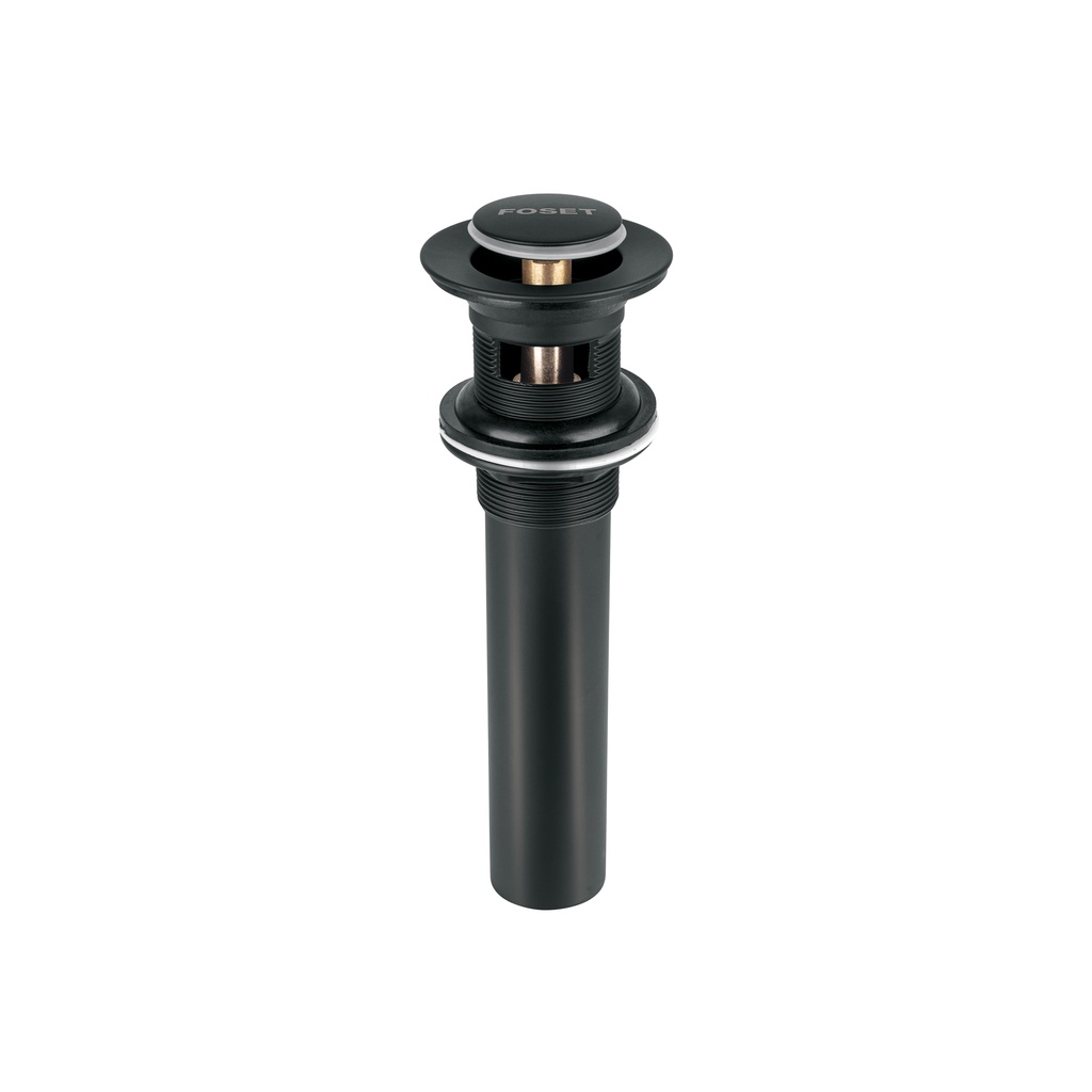 Contra p/lavabo, 1-1/4', con rebosadero, push, latón, negro