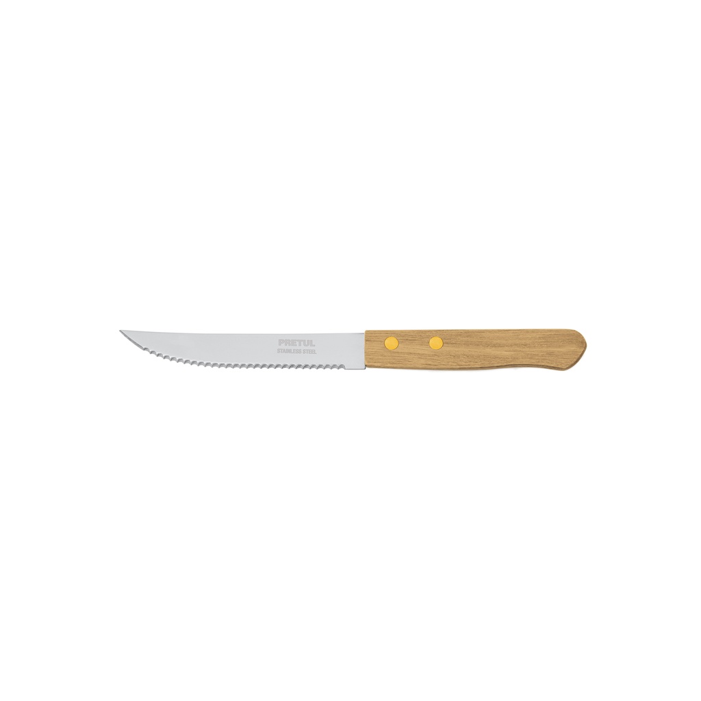 [T23083] Cuchillo con sierra para asado 5' mango de madera, Pretul
