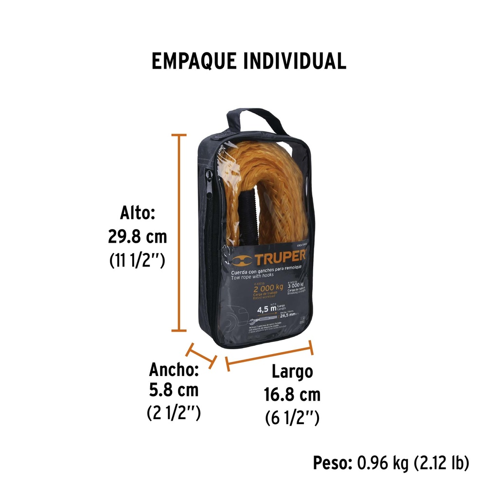 Cuerda para remolque con ganchos 7/8' x 4.5 m, Truper - Pag 25