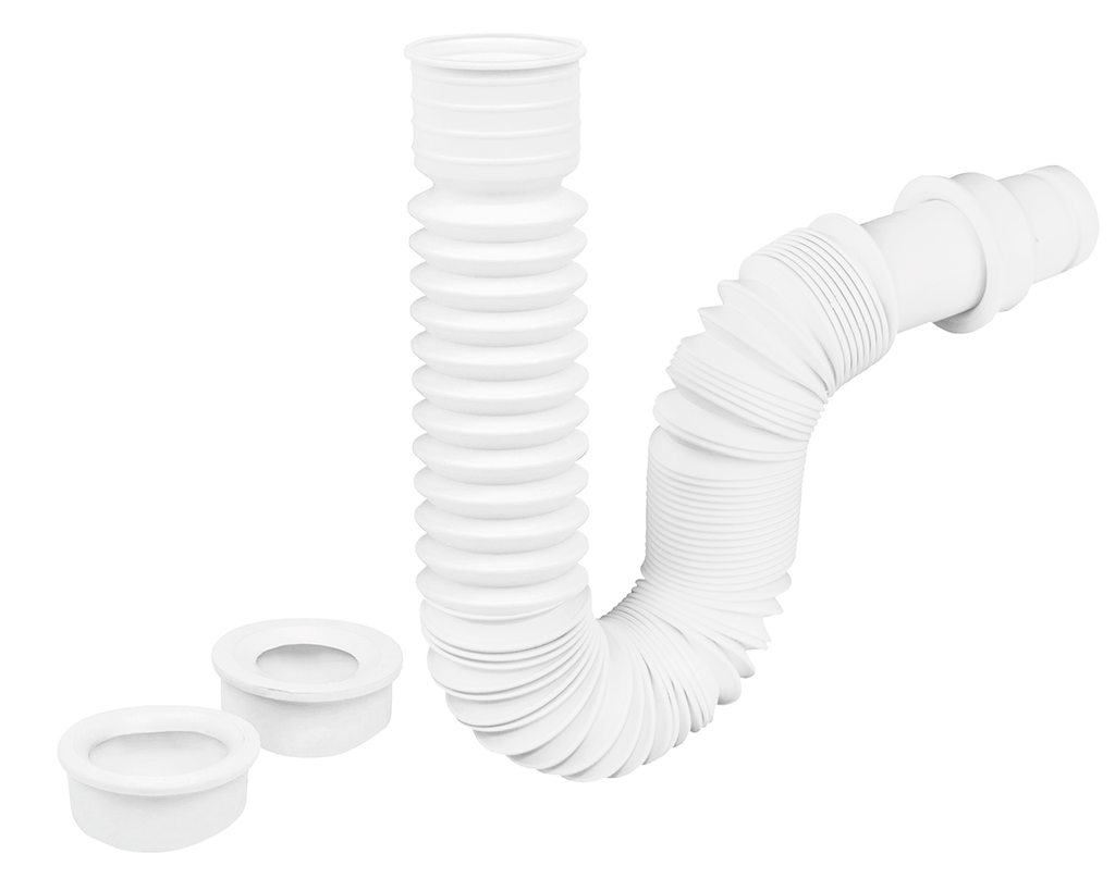 Céspol flexible p/lavabo y fregadero, polipropileno, blanco