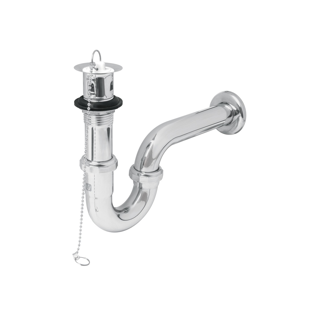 [T49335] Céspol p/lavabo latón c/contra, tapón y cadena, cromo,1-1/4'