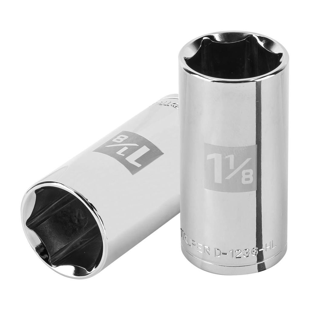 Dado largo de 1-1/8', 6 puntas, cuadro 1/2', Truper - Pag 120