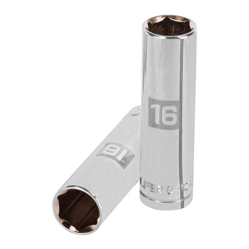 Dado largo de 16 mm, 6 puntas, cuadro 1/2', Truper - Pag 120