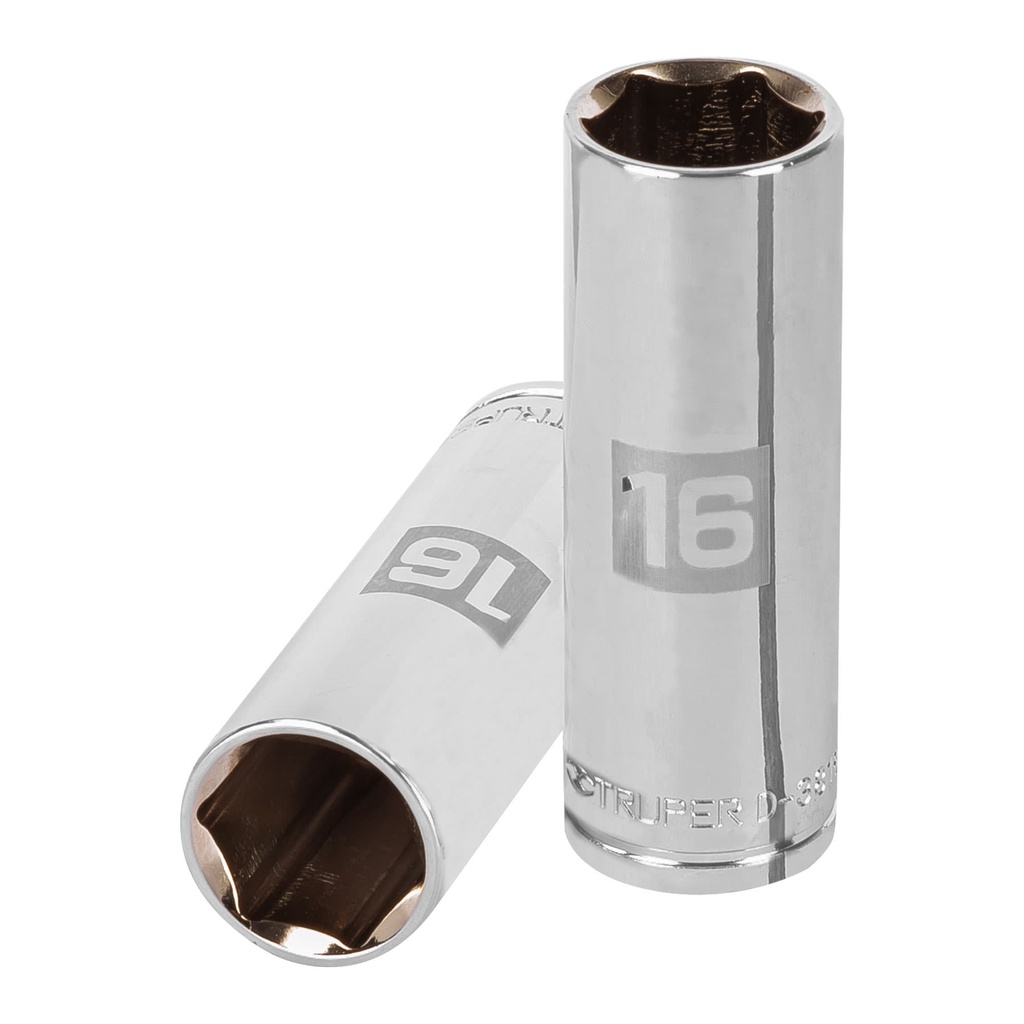 Dado largo de 16 mm, 6 puntas, cuadro 3/8', Truper - Pag 118