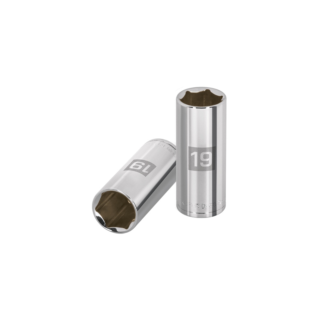 Dado largo de 19 mm, 6 puntas, cuadro 3/8', Truper - Pag 118